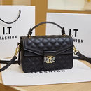 小香风双肩带香奈包包女新款小香儿手提包感菱格真皮单肩斜挎女包 黑色+配两条肩带 专柜礼盒套装