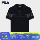 FILA斐乐官方女子编织衫2025夏季时尚休闲简约翻领短袖上衣