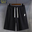 POLO SPORT美国拉夫劳伦夏季薄款青少年弹力宽松短裤松紧带五分裤休闲裤男 777-短裤-Q1黑色 2XL 建议150-170斤