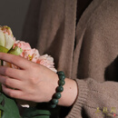 玉蘇周现货1.2玉苏周45.2克新疆和田玉籽料沙枣青圆珠手链串丝绢状纹理