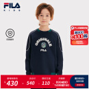 FILA【抗菌】斐乐童装儿童上衣2025年春季新款男大童宽松套头卫衣 深水手蓝-DB 170