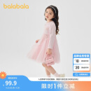 巴拉巴拉童装女童连衣裙儿童针织裙子2025春蝴蝶结网纱裙甜美209125111003