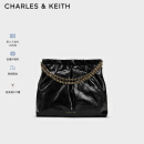 CHARLES&KEITH子母链条大容量流浪包托特包单肩斜挎包女包生日礼CK2-40671449 Black黑色 L