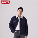 Levi's李维斯冬季情侣美式复古哈灵顿风保暖仿羊羔绒棉服牛仔外套 深牛仔色 M