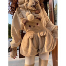 TO ALICE【To Alice】熊之原创一窝兔熊可爱毛茸茸小动物加绒毛毛背带裤 C4577白色背带裤 L