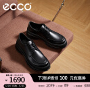 爱步（ECCO）乐福鞋女 厚底增高百搭英伦风系带款牛皮单鞋女 踪迹220733 黑色22073301001 37