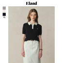 ELAND【莱赛尔＋亚麻】衣恋针织T恤女polo领撞色门襟短袖25夏新款 藏青色(59)Navy L /170