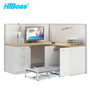 HiBoss 屏风工位职员办公桌带床 HPF-40Y 160*160*130cm 木纹色+白色 组