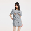 RE'VAN芮范2025夏季新品设计师款趣味灰色T恤短裙套装RL32403201 灰色 M /38