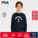 FILA【抗菌】斐乐童装儿童上衣2025年春季新款男大童宽松套头卫衣 深水手蓝-DB 170