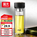 富光 男女士双层玻璃杯 水杯 支持团购定制 304杯子泡茶杯400ML黑