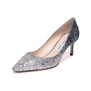 【95成新】周仰杰（JIMMY CHOO ）女士高跟鞋银蓝色渐变 ROMY 60 BRE 173 SILVER DUSK BLUE 35码