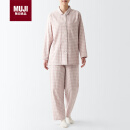 无印良品（MUJI）[自营限定款]无侧缝 双层纱织睡衣 浅粉红色格纹  L 