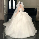 伊蜜魅抹胸轻婚纱礼服2025新款小个子新娘孕妇主纱质感大码显瘦拖尾 拖尾款 L 均码