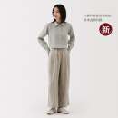 无印良品（MUJI）女式 汉麻 宽版裤 裤子女款 休闲裤阔腿裤长裤 25年春季新品 淡黄色 M （160/66A）