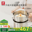 双立人（ZWILLING）蒸锅不锈钢汤锅蒸笼双层燃气灶蒸煮两用大容量NovaPlus套装 28cm