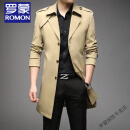 罗蒙（ROMON）时尚男士中长款风衣外套春秋2025新款商务休闲中年单排扣上衣男装 卡其色 XL