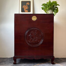 三栖虎樟木箱香樟木箱子全樟木大容量可挂衣服实木收纳箱字 酸枝红色雕刻95*55*115(长*宽*高