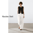 Massimo Dutti夏季新品2025女装老钱风松弛感亚麻西装阔腿女05041988 白色 36 (165/66A)