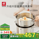 双立人（ZWILLING）蒸锅不锈钢汤锅蒸笼双层燃气灶蒸煮两用大容量NovaPlus套装 28cm