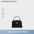 CHARLES&KEITH鳄鱼纹凯莉包手提斜挎婚包包女包生日礼物CK2-50270880-1 Black黑色 S