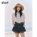 DZZIT地素牛仔短裤2025夏季新款丹宁宽松廓形纯棉卷边裤子女3J2R1111T 深蓝色 S