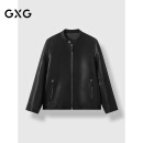 GXG男装 高品质羊皮轻奢真皮上衣通勤圆领夹克外套 2024冬季新品 黑色 L