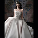 勤驰婚纱新娘主纱重工宫廷风缎面白色法式轻婚纱礼服抹胸轻新款高级男 白色齐地婚纱 M 均码