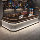 聚财台酒吧吧台咖啡店奶茶火锅店前台烧烤店收银台台球厅接待台整装一体 浅灰+深咖色  转角询客服 360x60x100cm
