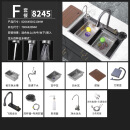 不锈钢水槽大单槽飞雨龙头多功能洗杯器厨房家用 XF枪灰色F套餐(带刀架) 6845(68cm*45cm)