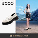 爱步（ECCO）厚底乐福鞋女倪妮同款英伦风一脚蹬厚底增高牛皮女鞋 踪迹220723 石灰色22072301378 37