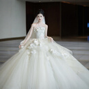 红妆饰佳婚纱新娘2025新款法式抹胸简约质感超仙出门纱小个子仪式迎宾轻纱 米白齐地款 M