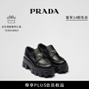 PRADA/普拉达【礼物】女士Monolith 亮面牛皮革乐福鞋鞋子 黑色-新款 35