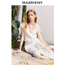 MAXRIENY【商场同款】波嬉风蕾丝千金上衣女修身显瘦女装25夏款 米白 M