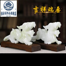 雅帝阁天然玉石貔貅摆件客厅玄关办公高档装饰品乔迁开业送礼品 貔貅一对（长约25cm）青白玉