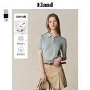 ELAND衣恋针织T恤女纯色休闲polo领合身舒适短袖上衣2025夏季新款 灰色(15)Grey L /170