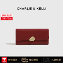 CHARLIE & KELLI官网 CK轻奢包包女包2025新款零钱包长款简约多卡位手拿包 红色【京仓速达 礼盒包装】