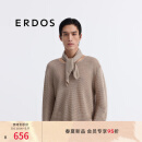 ERDOS 25早春新品精纺羊绒刺绣纯色小方巾男围巾 深沙色 60cmX60cm