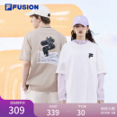 FILA FUSION斐乐潮牌情侣款短袖衫2024夏新款时尚宽松短袖T恤男女 标准白-WT 165/88A/S