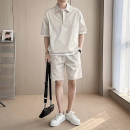 仓石一树 KAZUKI KURAISHI仓石一树夏季韩版polo衫套装男2025潮牌简约时尚宽松休闲两件套潮 杏色 2XL
