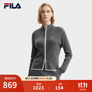 FILA 斐乐官方女士编织外套2025冬新款简约时尚修身拉链毛衣开衫 华孚H150R花灰-MG L 170/88A/L