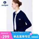Navigare意大利小帆船女针织衫春秋圆领小开衫毛衣外套2334092061 藏青 M