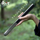 食肉者无根天水95寸大茄头钛合金文玩折扇子新中式金属折叠太极功夫扇礼 雾云灰配黑宣纸扇面送苏工米扇面