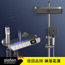 SLEFEN 1988德国增压全铜体淋浴花洒套装家用淋雨沐浴卫生间卫浴室喷头枪灰色 钢琴数显花洒套装（带氛围灯）