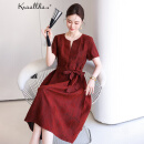 卡搭（kraallda）高端香云纱连衣裙女2025皮夏季新款女装宽松系带显瘦桑蚕丝真丝裙 红色 XL 推荐115-125斤