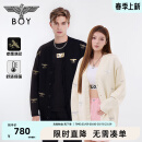 BOY LONDON【白月光】秋重工绣花精致时尚针织开衫外套N64902 黑色N64903 XS