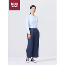 无印良品（MUJI）棉 汉麻 牛仔 宽版裤 女式牛仔裤 深藏青色  L 