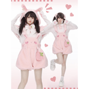 TO ALICE【To Alice】熊之原创元气草莓兔可爱背带花苞裤 C8501粉背带裤 S