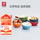 双立人（ZWILLING）碗陶瓷碗套装家用汤碗面碗防滑多用碗家用餐具套装 彩虹碗6件套