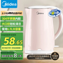 美的（Midea）烧水壶电热水壶电水壶家用 食品级304不锈钢 1500W快速沸腾 自动断电 1.7L大容量HJ1705